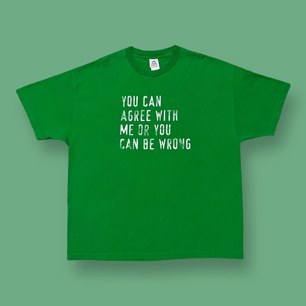 Vintage Funny Shirt Humor Statement Graphic Tee y2k Green Mens 2XL